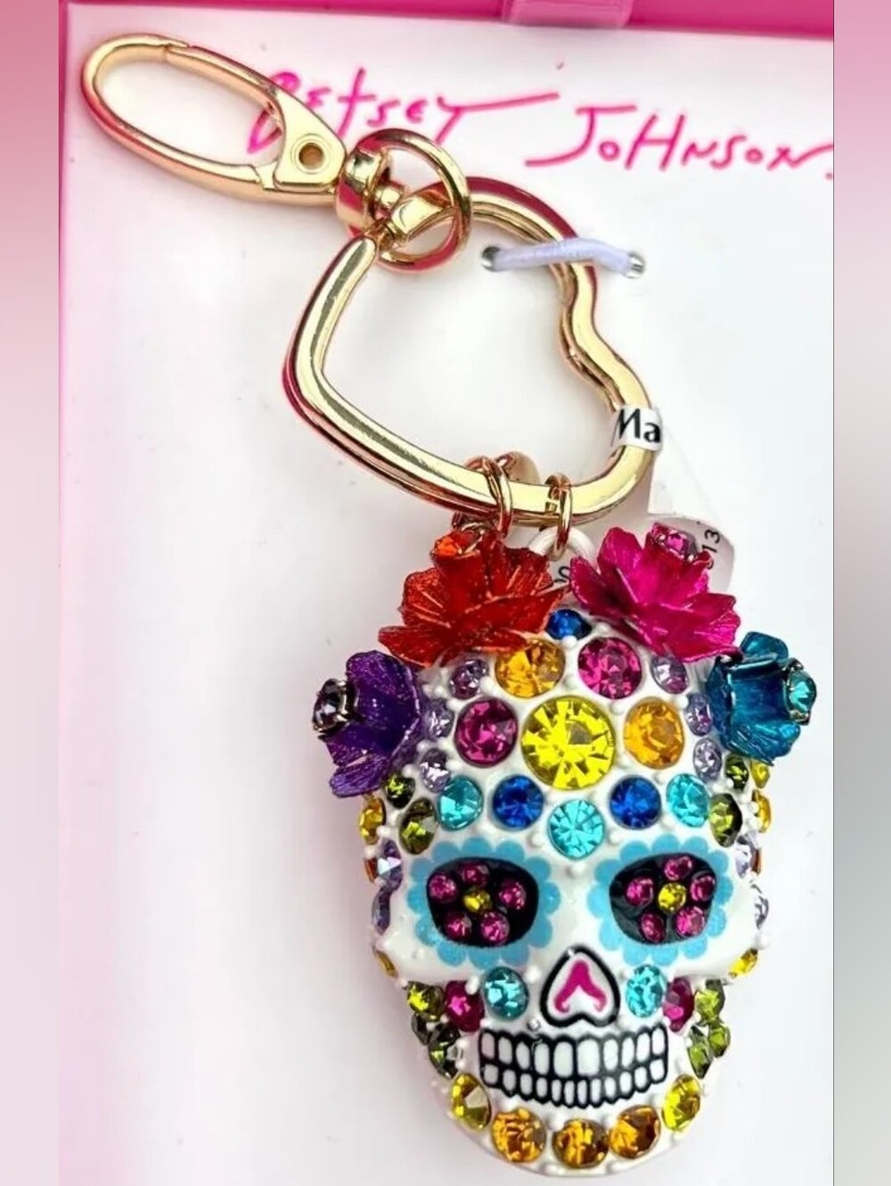 Betsey Johnson Gorgeous Sugar Skull Keychain Bag Charm